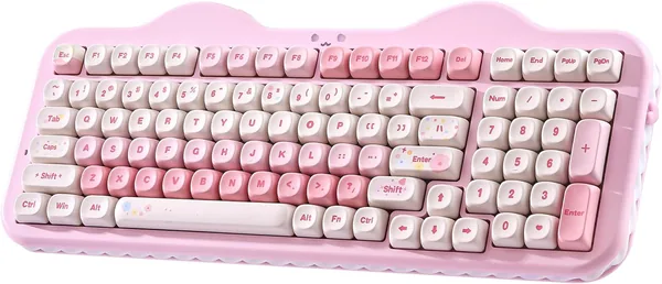 YUNZII C98 Wireless Mechanical Keyboard with Number Pad,98 Key BT5.0/2.4G/USB-C Hot Swap Gasket Mount keyboard,Custom RGB backlight,Cute Cake Keyboard for Win/Mac (Pink, Candy Line)
