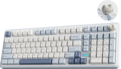 YUNZII B98 PRO QMK/VIA Wireless Mechanical Gaming Keyboard, 96% Layout with Numpad and Cute Cat Knob