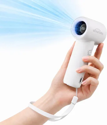 WHATOOK Mini Handheld Fan: Tragbarer Mini-Lüfter mit LED-Anzeige und USB-Ladefunktion (Weiß) - Best Deal