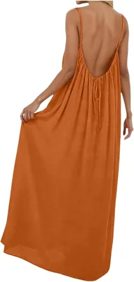Robe d'été femme NerYuo - Longue ligne, sans manches, dos nu, couleur solide