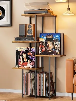 Vinyl Record Stand - Wood Display Shelf