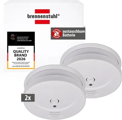 Brennenstuhl Rauchmelder-Set, 2 x RM C 9010 mit ersetzbaren Batterien | Nach EN 14604 getestet, eindringendes Alarmsignal