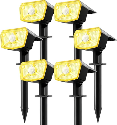 Luces solares SUNNMO LED al aire libre con sensor de movimiento, 6 piezas de faros LED al aire libre potentes con 104 LEDs - 3 meses