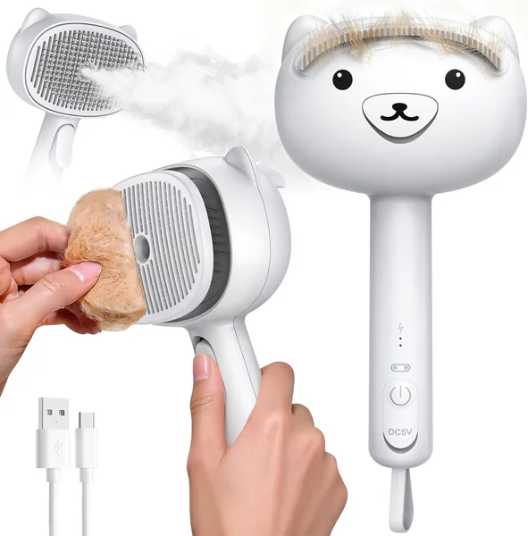 PrimeCat Self Cleaning Shedding Steam Cat Brush