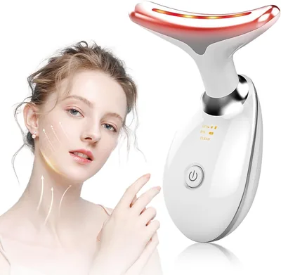 Masajeador Facial Eléctrico, 3 Modos Antiarrugas, 7 Colores LED EMS Firmante Masajeador Facial, 45°C Radio Frecuencia, 36% de Descuento