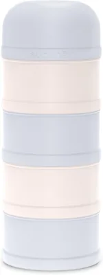 Suavinex, Dispensador de Polvo de Leche, Cereales y Snacks, Bebés 0M+, Azul | Dispensador con 4 Compartimentos, Pivote y Tapón, Hermético