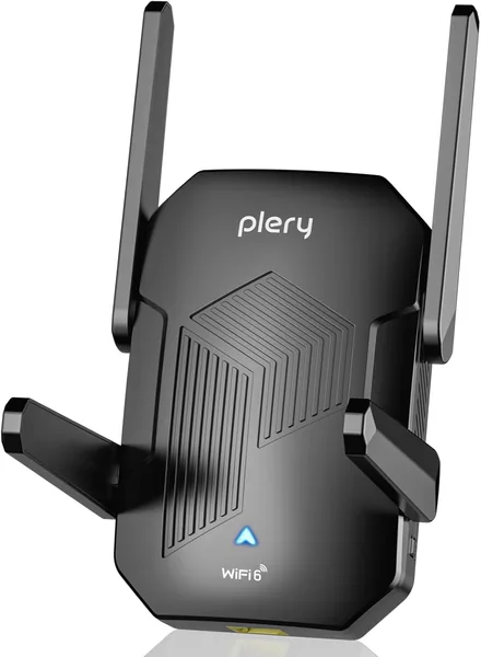 PLERY AX1500 Repetidor WiFi 6, Amplificador de Señal Dual Banda 5GHz y 2.4GHz, Repetidor de Alcance Largo con Puerto Gigabit, MU