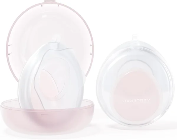 Momcozy Recolector de Leche Materna, Conchas Recolectoras para Lactancia con Brida de Silicón Suave Tipo Pétalo, 2 Piezas