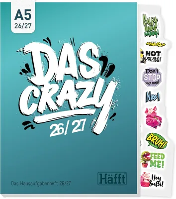 Häfft® Original Heimarbeitskalender 2026/27 A5 'Der Verrückte' | Der ultimative Schulkalender - Schülerplaner, Schulplaner