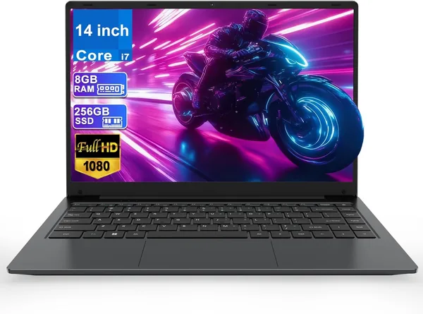 LEEDOW 14 Inch Laptop Computer 8GB RAM 256GB SSD Core i7 Dual Core, with Type C,HDMI,TF Card Slot,3x USB 3.0,RJ45,WiFi 2.4G/5G Bluetooth 5.0
