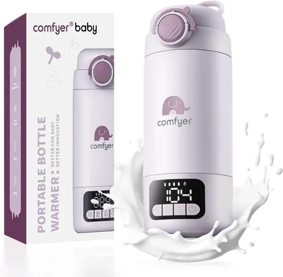Comfyer BW02 Portátil Calentador de Botellas para Bebés con Batería de 16000mAh y Esterilizador Integrado, Rápido Calentamiento para Leche y Agua, 2 Heater