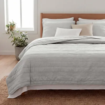 Colcha Doble Vista con Fundas de Almohada Pinsonic, Edredón Ligero Capitonado para Verano