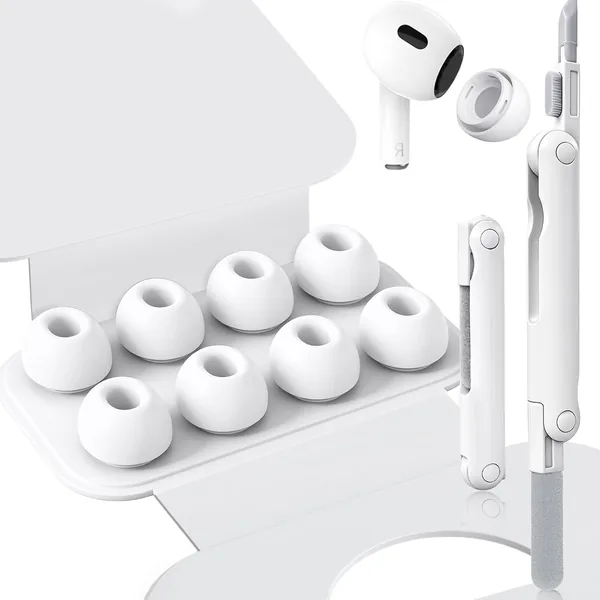 Fintronic 4 Pairs Replacement Eartips AirPods Pro 1âme et 2ème Génçration, Silicone avec Holes de Réduction du Bruit