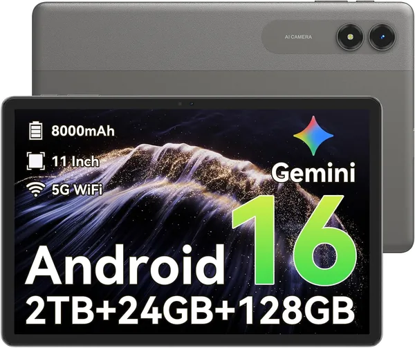 16 Tablets Built-in Gemini AI,24 GB RAM,128 GB Storage,Octa-Core T7250 Processor,90Hz Display,8000 mAh Battery with OTG Reverse Charging