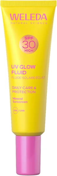 Weleda - Fluido Solar Radiante SPF30, Protección Mineral para el Rostro con Efecto Luminoso, Hidratación 24h sin Residuo Blanco, Para Todo Tipo de Piel