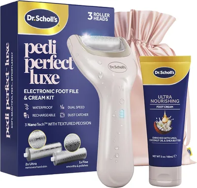 Dr. Scholl's Pedi Perfect Luxe Elektryczny Pilnik do Stóp i Zestaw Ultra Odżywczy do Pedicure