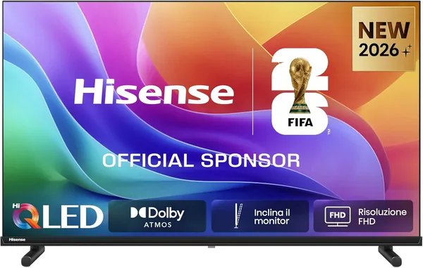 TV Hisense QLED 40" FHD 4K, Audio Dolby Atmos, Sistema Operativo VIDAA con 1000+ App, HDR10, Modalità Gioco, Compatibile Alexa - Miglior Affare