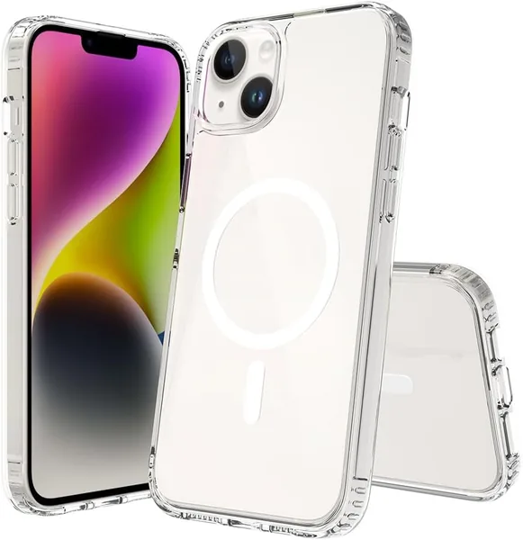 セニヒ互換 iPhone 14/13 ケース、カバー、透明シェル、マグネット対応、米軍MIL標準準拠、黄変防止ワイヤレス充電、衝撃吸収、キズ防止