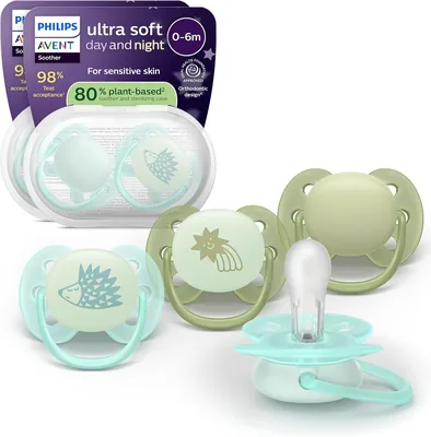 Philips Avent Ultra Soft Pacifier - Glow in the Dark, BPA Free, Sterile, 0-6 Months
