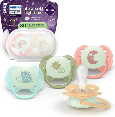 Philips AVENT Ultra Soft Pacifier - Glow in the Dark, BPA Free