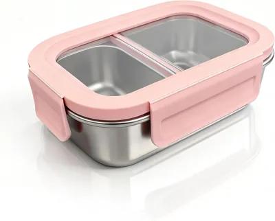 TLPAITE 316 Stainless Steel Food Container, 2-Compartment Leak-Proof Lunch Box, Airtight Seal, Dishwasher Safe