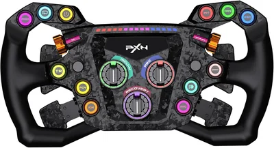 Volante PXN GT ONE para Simulación de Carreras - Ruedas GT de 11.8 pulgadas con 78 Entradas Programables, Iluminación RGB, Palancas de Fibra de Carbono