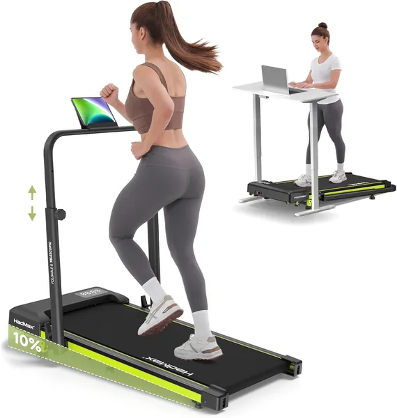 HADMAX Laufband mit 10% Neigung, 3,0 PS Leiser Falttreadmill für Zuhause mit Magnetfernbedienung, Treadmill- Schreibtisch