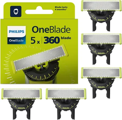 Bladeas Philips OneBlade Original 360, compatibles con todos los mangos OneBlade y Pro, pack de 5 (modelo QP450/50) - 66% de descuento