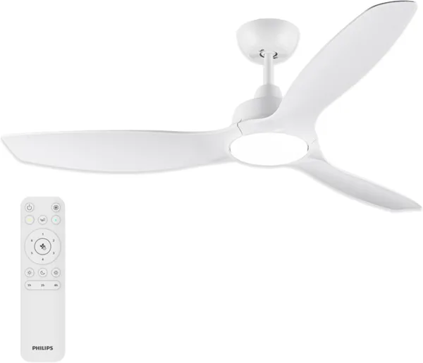 Ventilador de techo Philips Olas con LED, 3 aspas fijas, diámetro 132 cm, 2650 lúmenes, luz blanca regulable de 3000 K a