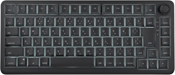 AIM1 インスタント ラピッド トリガー 0.01mm ゲーミングキーボード 日本語レイアウト 75%サイズ 8000Hz ポリングレート 黒