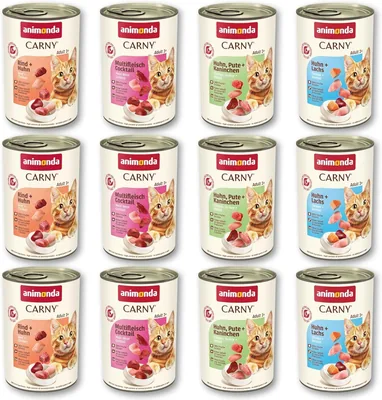 Animonda Carny Adult Gourmet Selection, Mixpack (12 x 400g), Nassfutter für Erwachsene Katzen, 100% Frische Fleisch