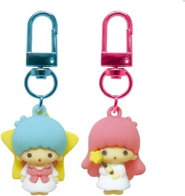 K会社 サリオキャラクター PVC ペアキーチェーン リトルツインスターズ キキ ララ SAC-PK-TS 2.6 x 1.9 x 0.6cm