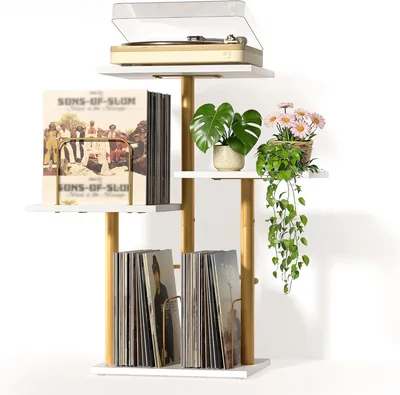Bikoney Record Player Stand - Gold LP Display Shelf