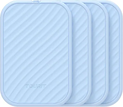 TOURIT Eispackungen Slim, Set mit 4 Kühlpacks für Coolbag & Coolbox, wiederverwendbar, langlebig, BPA-frei
