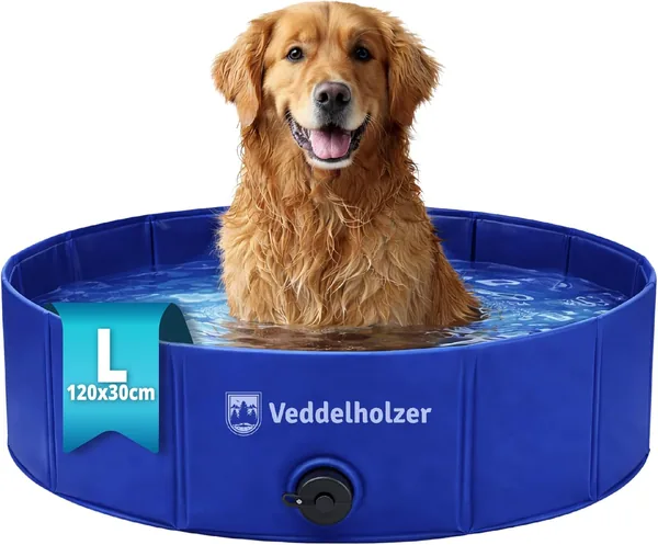 Veddelholzer Pool Pliable pour Chien, L 120 x 30 cm, Anti-Dérapant - Compacte et Robuste pour la Piscine de Jardin