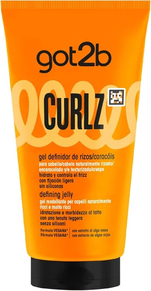 Gel Definente got2b Curlz 150ml - Per Capelli Curli, Ondulati e Afro, Controllo di Frizz e Elasticità - Rosso