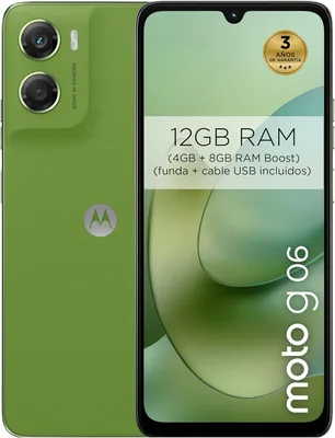 Moto G06 12GB (4GB+8GB RAM Boost)/256GB Pantone Tendril, Pantalla Grande de 6.88 Pulgadas con Dolby Atmos, Sistema de Cámara AI de 50MP