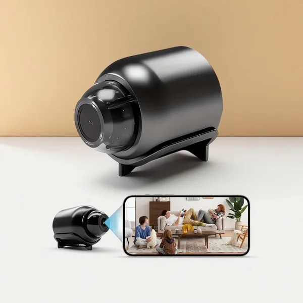 1Pack 1080P HD Wireless Security Mini Camera Cloud & TF Card Storage for Baby Monitor Dog in Door Access Via Mobile App Anytime Black
