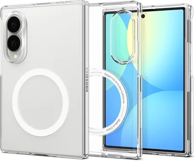 Spigen Samsung公式認定 Galaxy Z Fold8 ケース クリア エアスキン・マグフィット ホワイト | ヒンジ保護、Magsafe対応、薄型1.2mm、透明、軽量、耐衝撃、PC素材