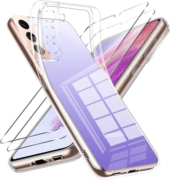 Étui Viojrlra pour Samsung Galaxy S22 5G avec 2 Verres Trempés et Coque en Silicone TPU, Transparent