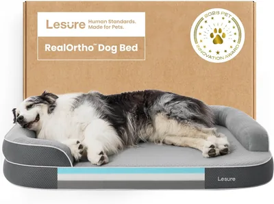 LE SURE RealOrtho™ Memory Foam Hundebett Large Orthopädisches Hundesofa | Premium 3-Schicht-Unterstützungsfutter für Seniorenhunde