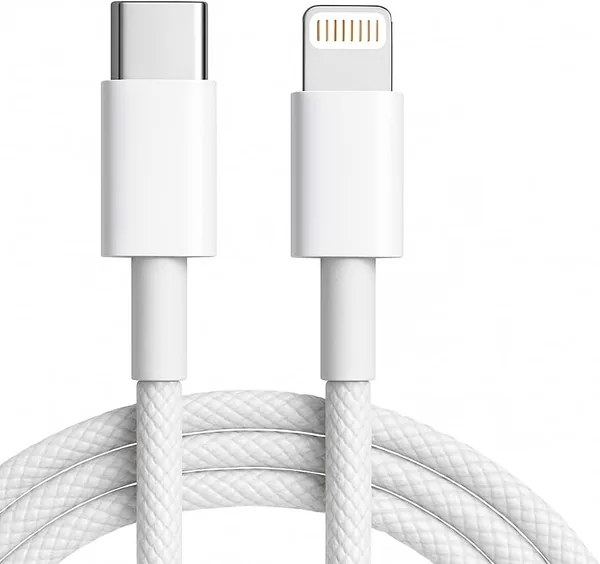 Cabo Carregador Turbo USB-C 1 Metro Tran ado De Nylon Branco Compativel Com Iphone 14,13,12,11,X e XR