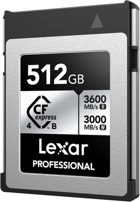 Lexar Professional CFexpress 4.0 Type B 512GB Speicherkarte, bis zu 3600 MB/s Lesen, 3000 MB/s Schreiben, für 8K Rohvideo, für DSLR, Schwarz