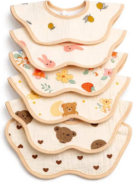 Bibbie Impermeabili per Neonati, Set di 6 Bibbie in EVA Riutilizzabili, Facili da Pulire, Protezione durante i Pasti per Bambini, Washab - Best Deal