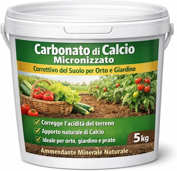 5kg Micronized Calcium Carbonate for Vegetable Garden - Soil Corrective and Natural Plant Reinforcement - Ideal for Tomatoes, Vegetables, Fruit Trees and Vine