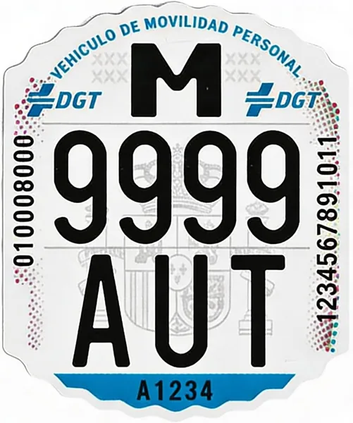 VMP DGT Approved Electric Scooter License Plate - Mandatory Personal Mobility Vehicle Identification Plate 2026