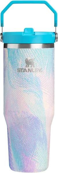 STANLEY IceFlow 2.0 Flip Straw Tumbler with Handle 30 oz | Twist On Lid and Flip Up Straw | Leakproof Water Bottle | Insulated Stainless Steel | BPA-Free | Sea Glass Plume