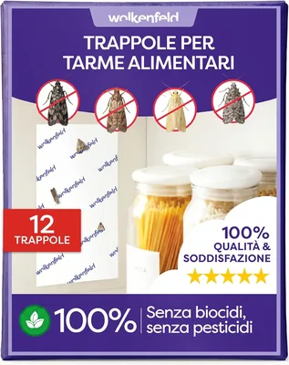 Trappi adesivi Wolkenfeld per farfalle 12x - Repellente per tarme del cibo con feromoni - Monitoraggio dispensa e cucina - 100% Naturale