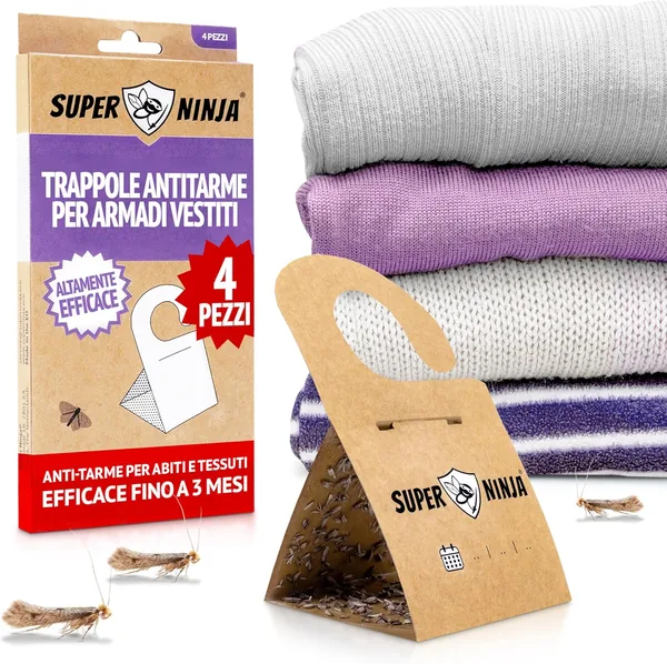 Super Ninja Moth Traps for Wardrobes and Clothes, 4 Pack