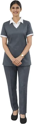 UNIFORM CRAFT Women Executive Uniform Set - Top & Pant with White Collar | Best Deal